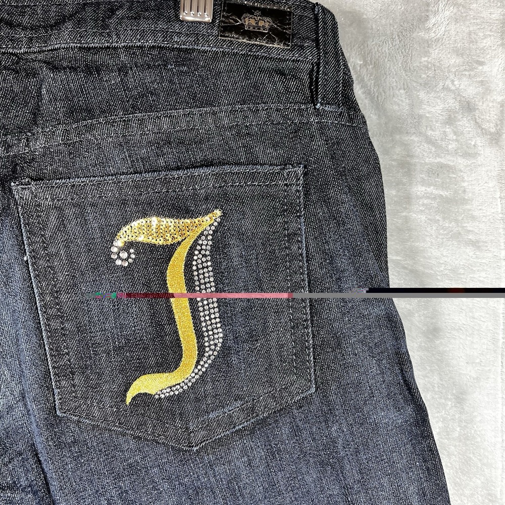 Juicy Couture Flare Jeans Womens 27 Dark Wash Low Rise Stretch Retro Y2K USA - Picture 10 of 11